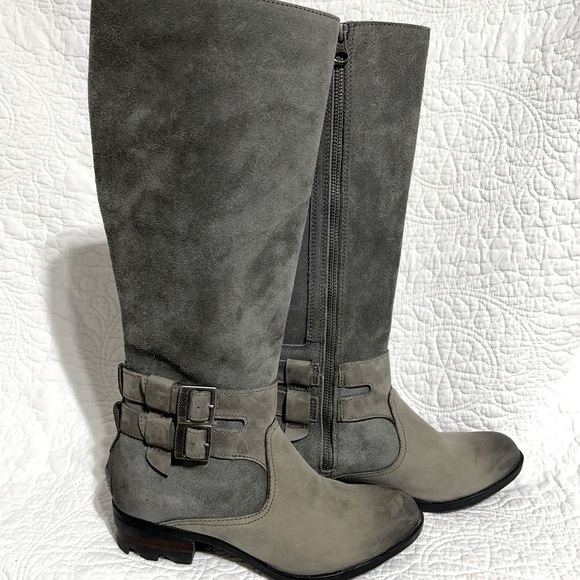 SOREL Lolla ll Waterproof Tall Distressed Grey Leather Boots, Size 7.5 - Picture 5 of 15